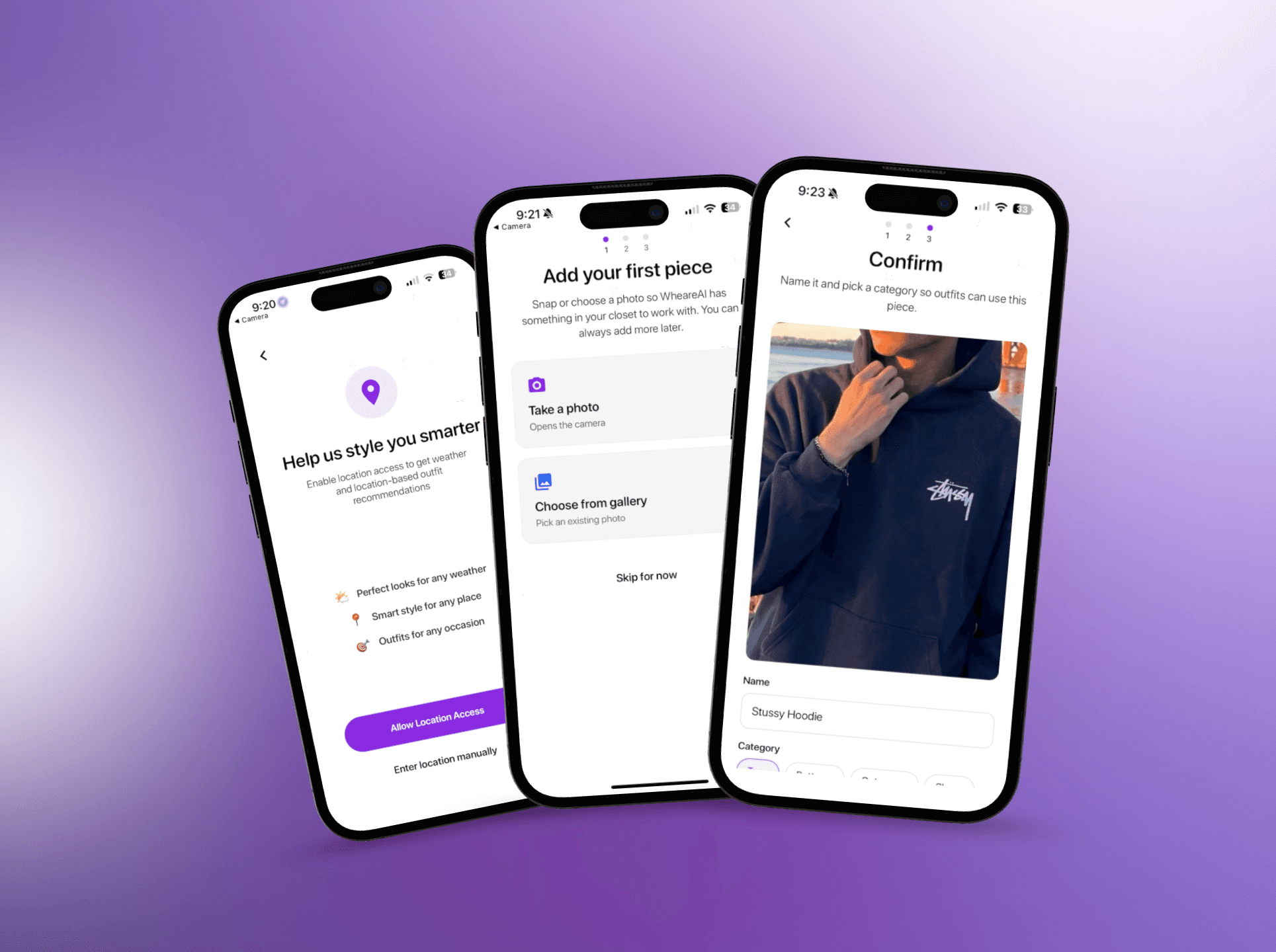 Three mobile phones displaying a banking app