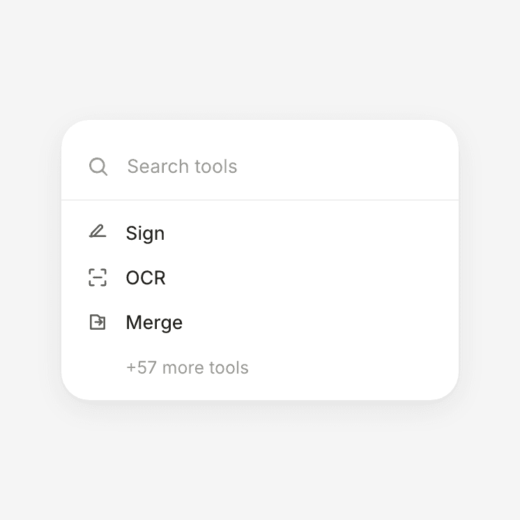Search tools — Sign, OCR, Merge and 57 more