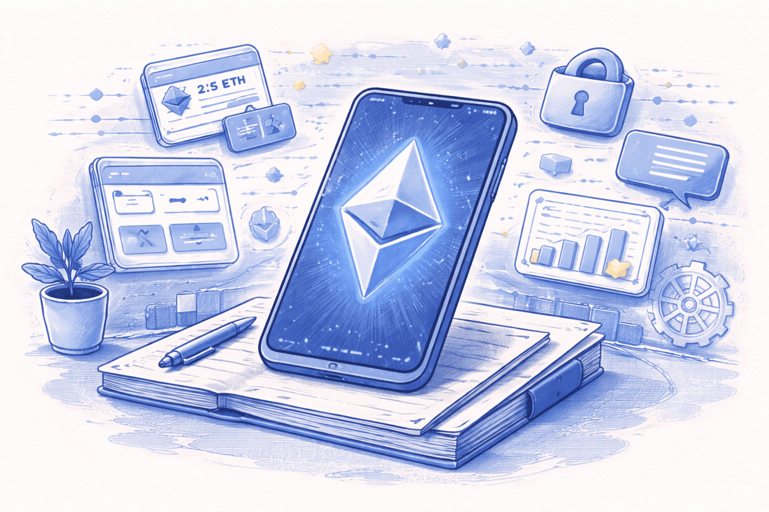 Rear view of a blue-cased iPhone with dual cameras on a dark blue background