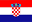 The flag of Croatia featuring red, white, and blue stripes with the national coat of arms in the center.
