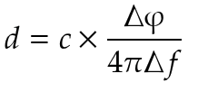 Phase-based ranging distance formula: d = c × Δφ / (4π Δf)