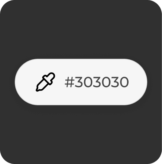 "Color picker icon displaying the hex code #303030 on a dark gray background, representing a sleek, minimalist, and modern design choice."