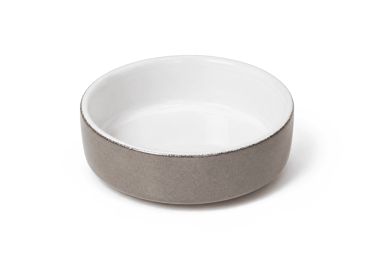 Bol en grès à extérieur brut beige-gris et intérieur émaillé blanc