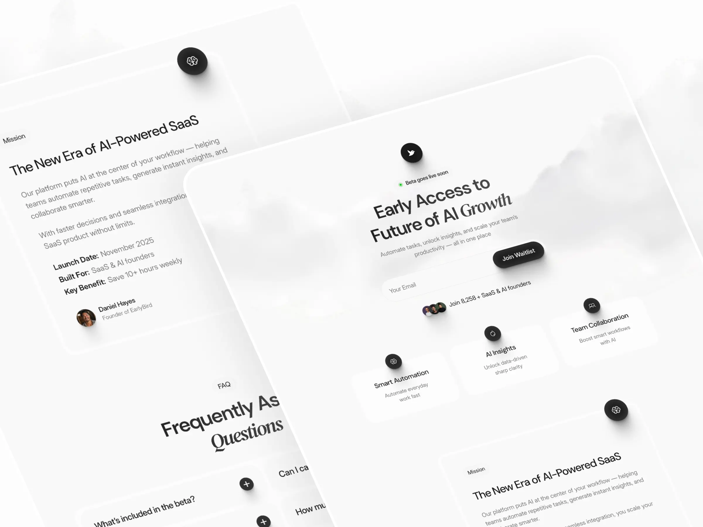 Free Framer waitlist template for SaaS and AI startups — minimal landing page for email signups and product prelaunch