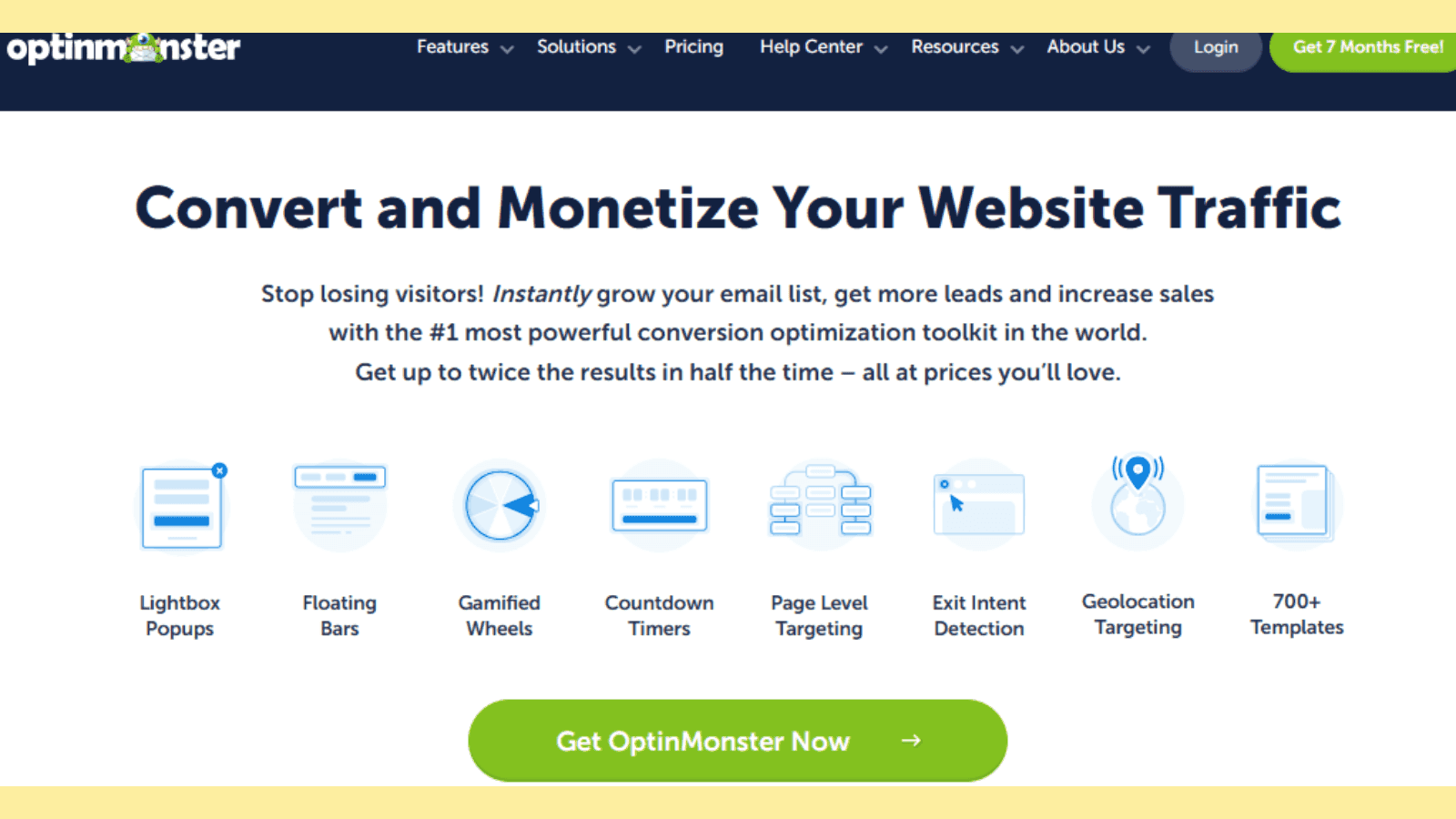 Landing page best practices: Optimonster offers value right away