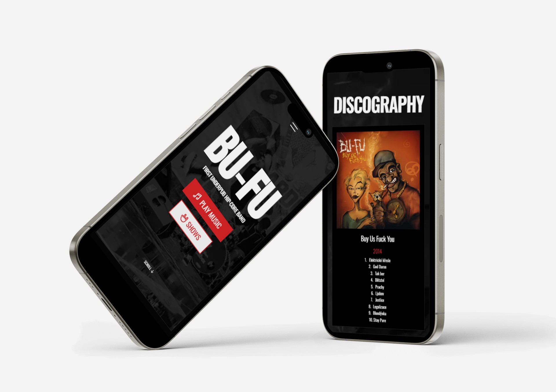 BU-FU website on Iphone mockup