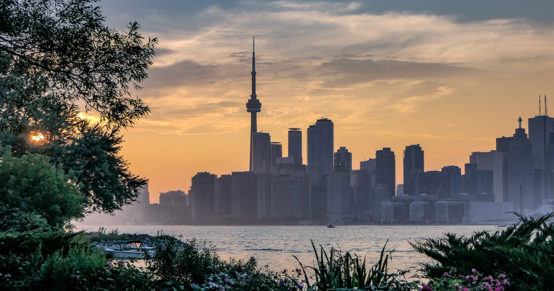 The Toronto skyline at sunset