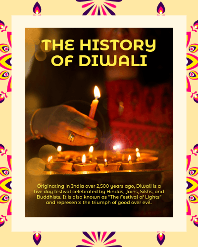 Diwali Pattern yellow red lights instagram post