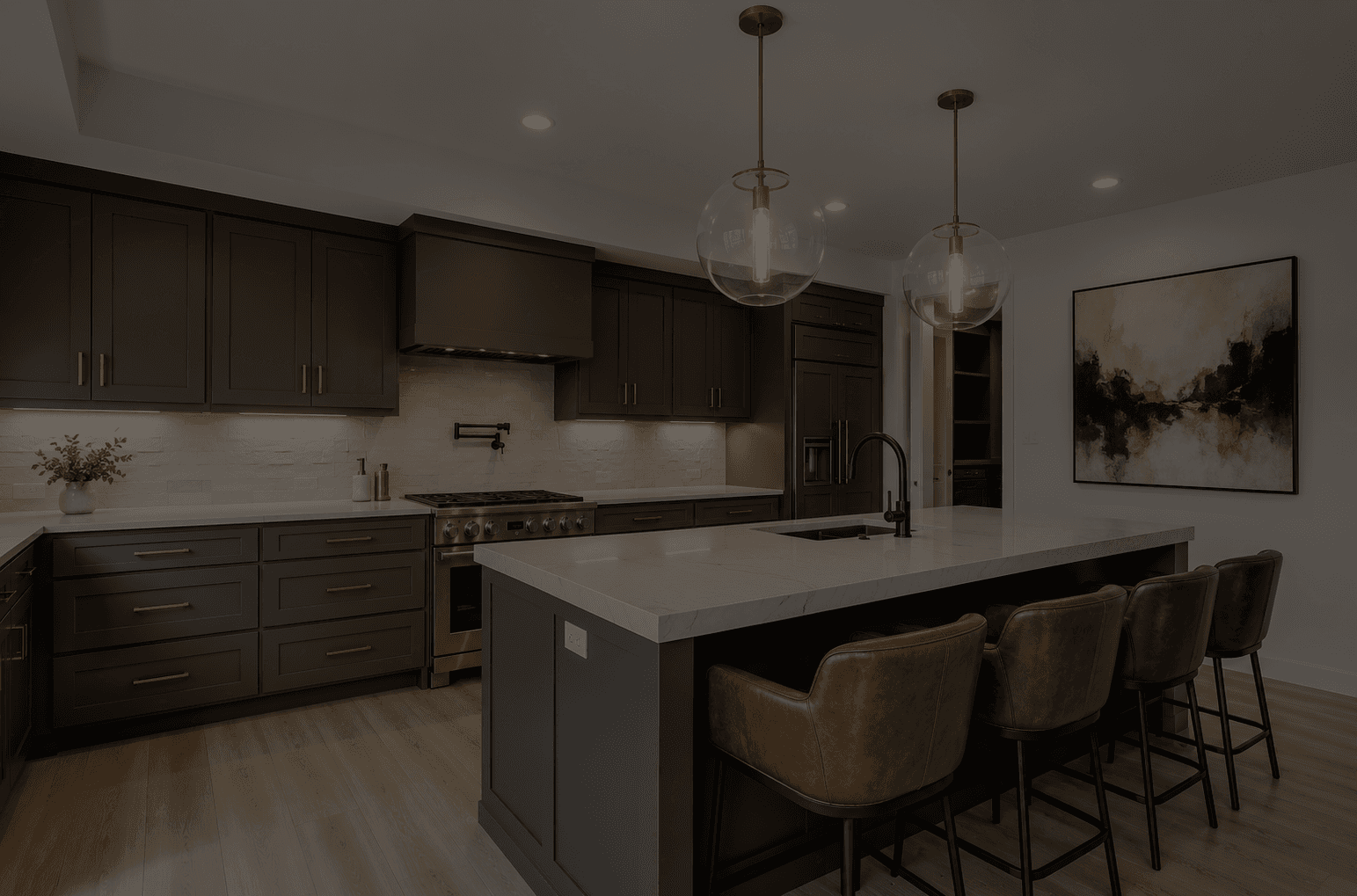 black and white kitchen counter
