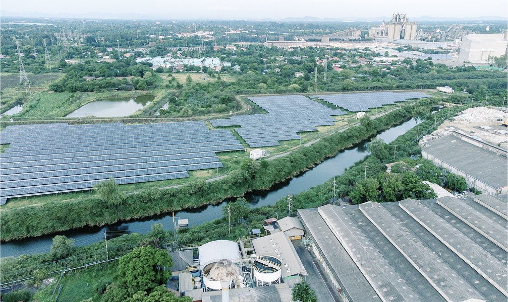 solar panels in the yard