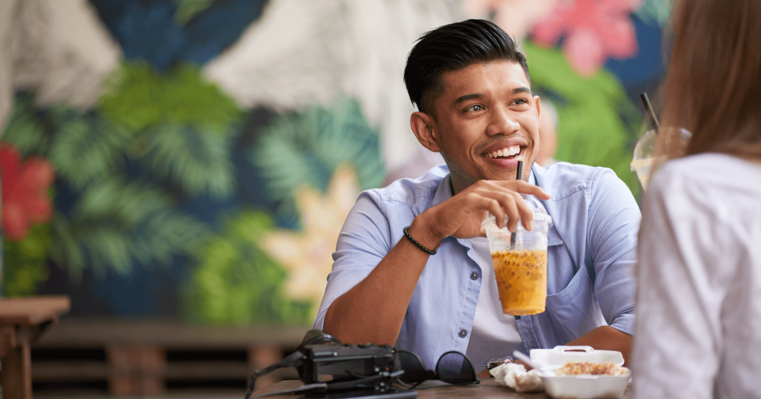 Customer enjoying cafe