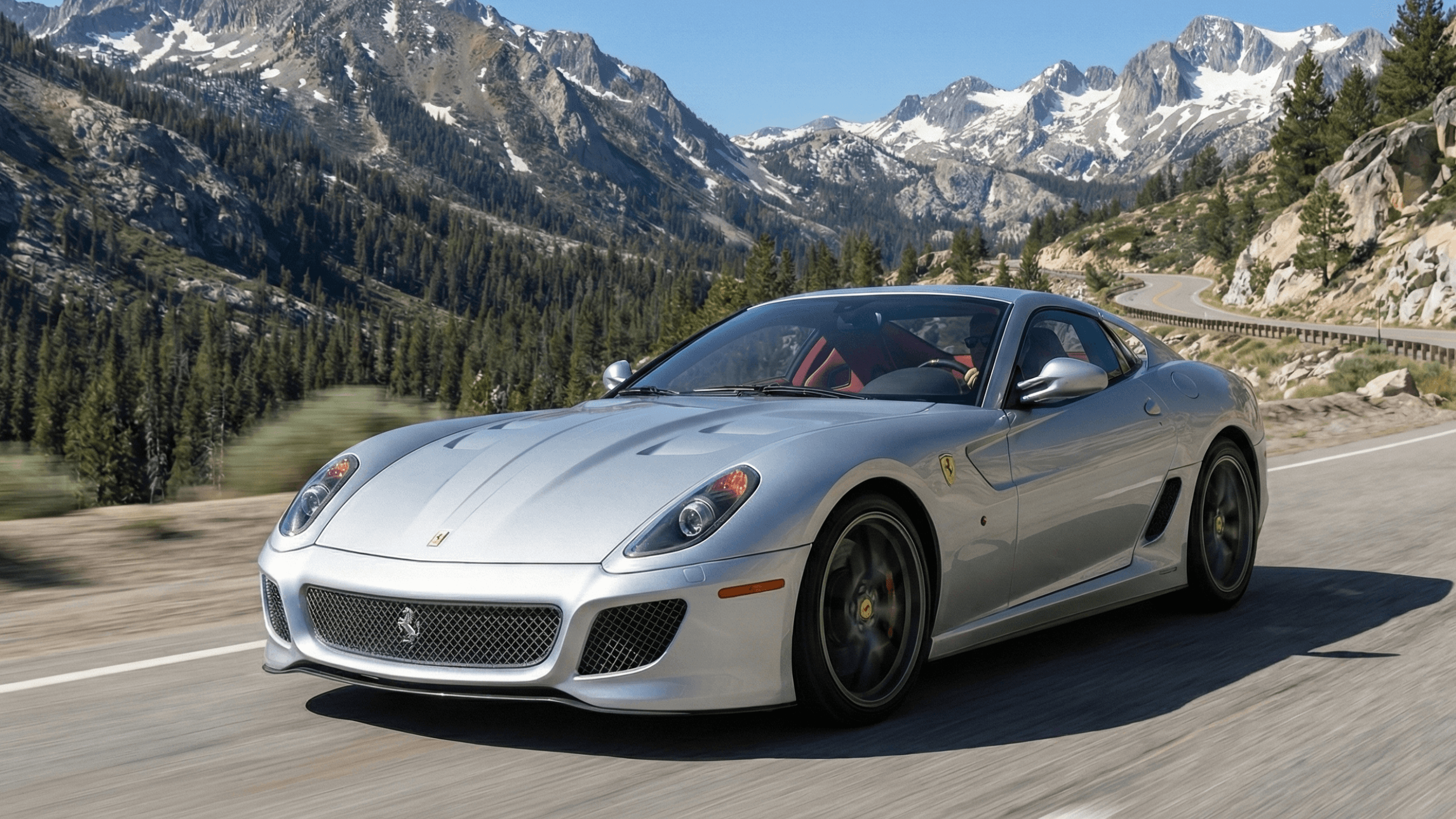 Argento Nurburgring Ferrari 599 GTO driving in mountains 