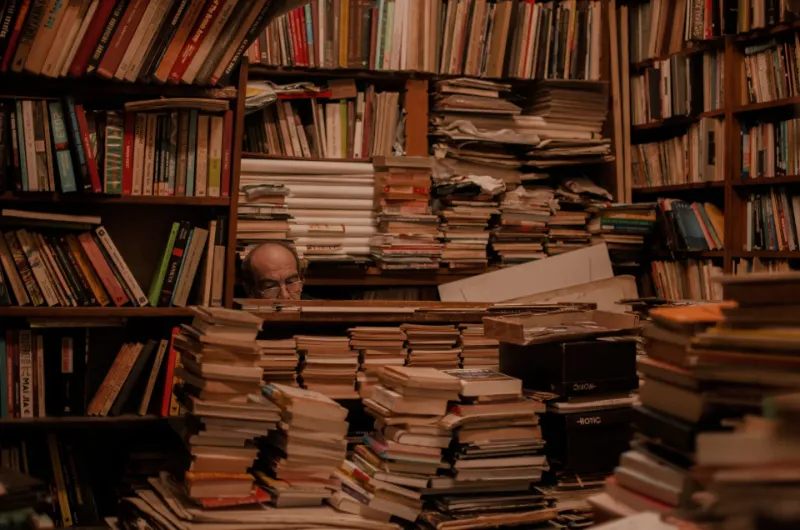 Piles and piles of bookings in a small room