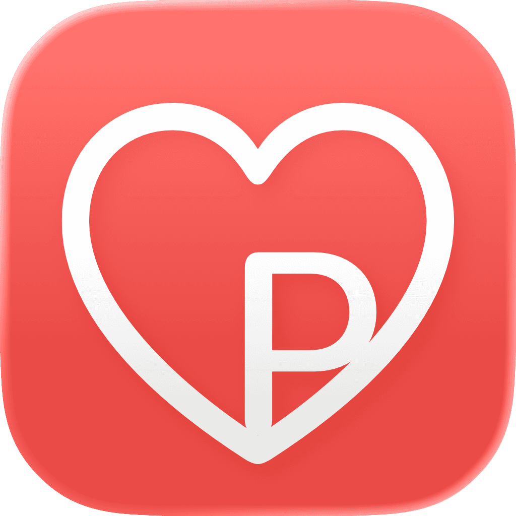 App icon with a P enclosed in a heart