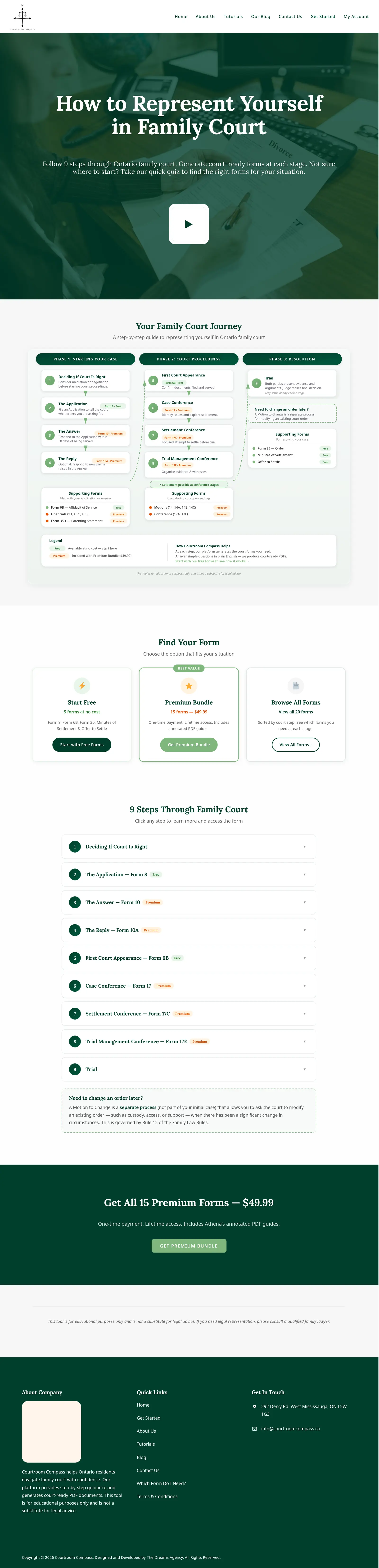 Get Started - Courtroom Compass website developed & designed by Dreams Agency Mississauga, Ontario