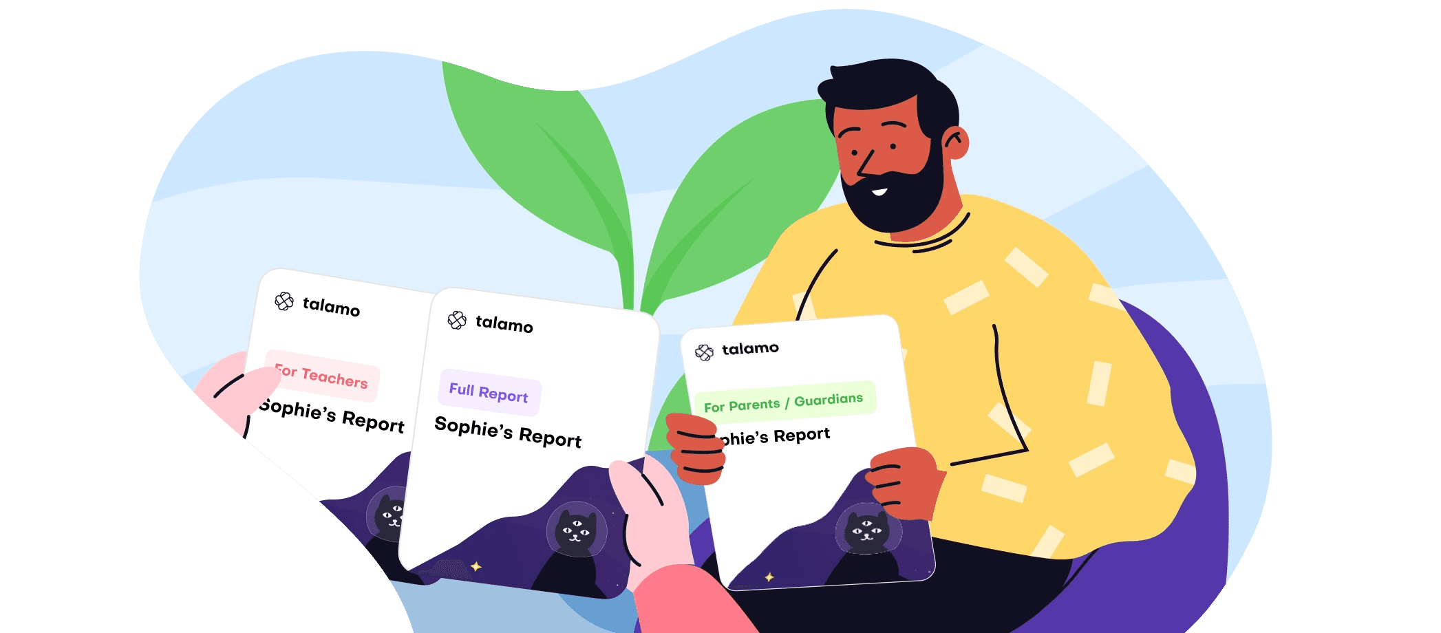 teacher sharing tailored report with parents