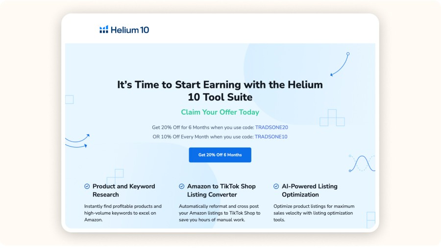 Helium 10 homepage