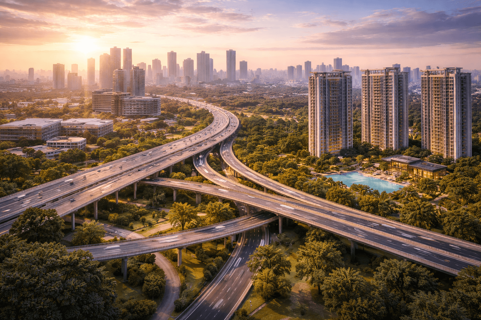 Aerial view of Sector 88 Gurugram showing expressway connectivity and surrounding urban infrastructure