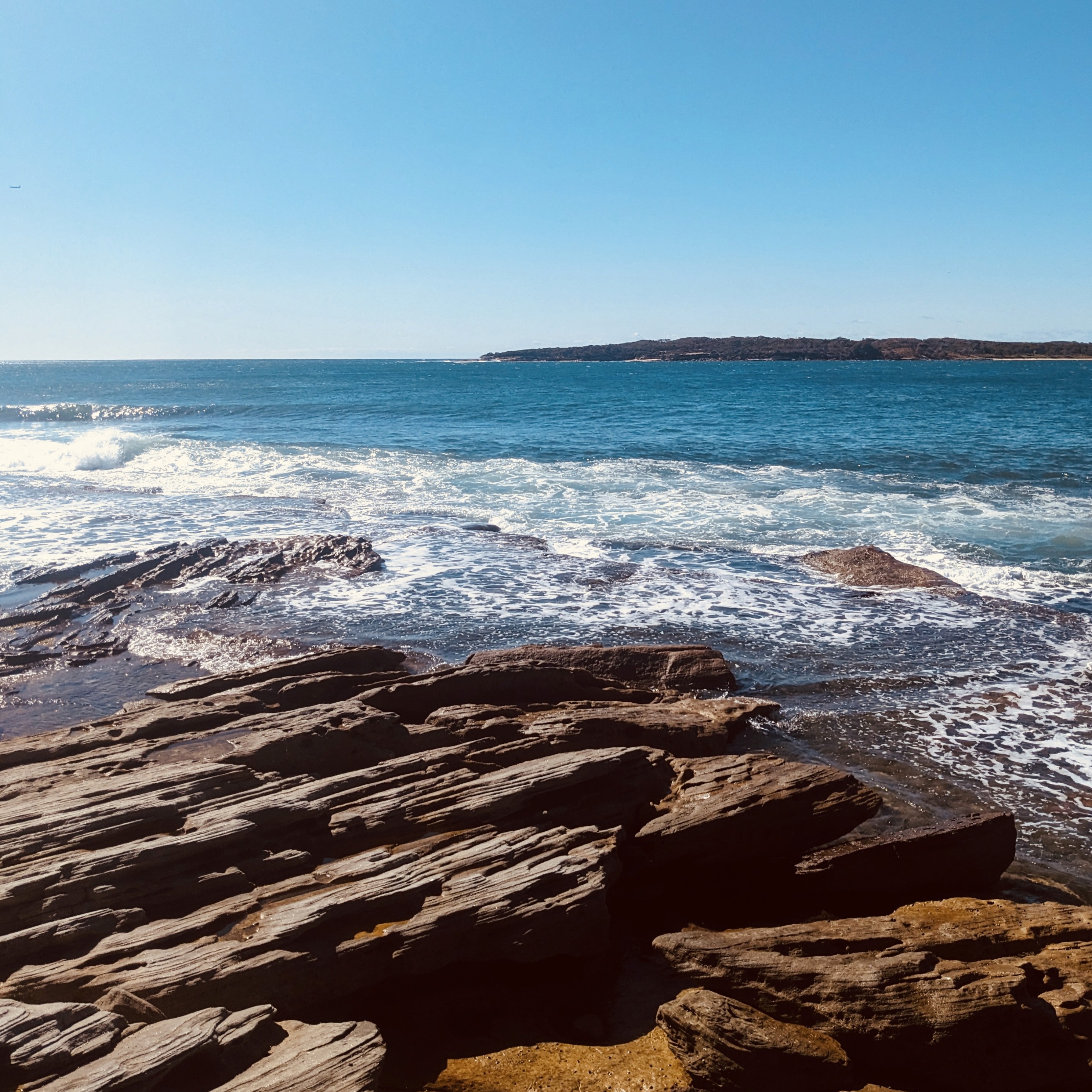 Rocky shore with waves