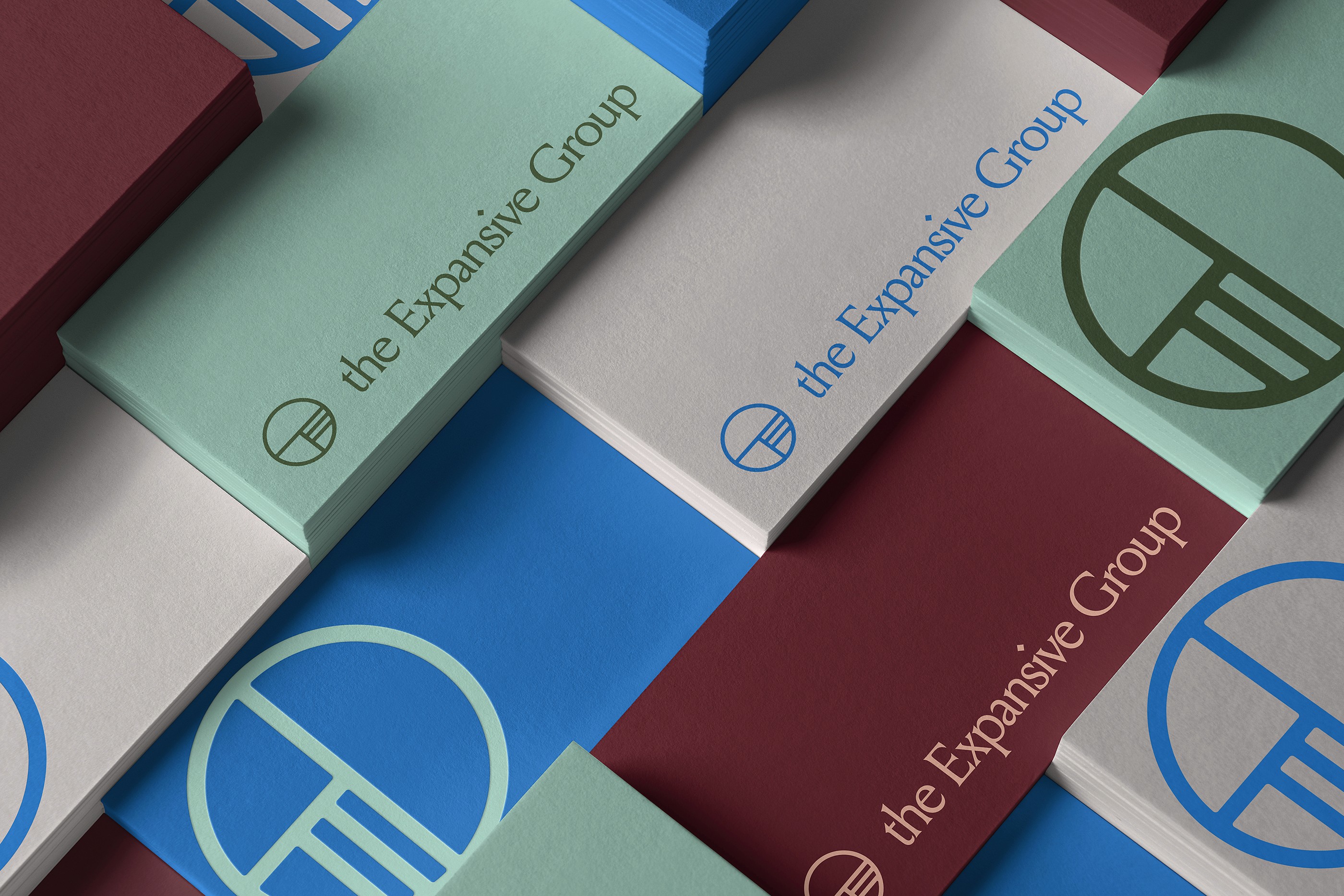 The Expansive Group branding business cards and color system