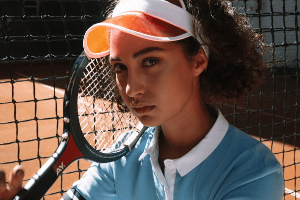 A girl on a tennis court