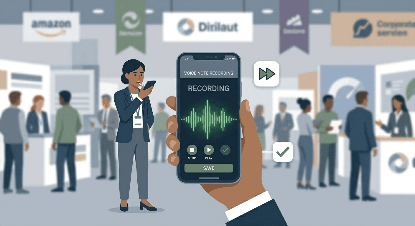 Event lead capture workflow from scan to CRM export with reminders and notes