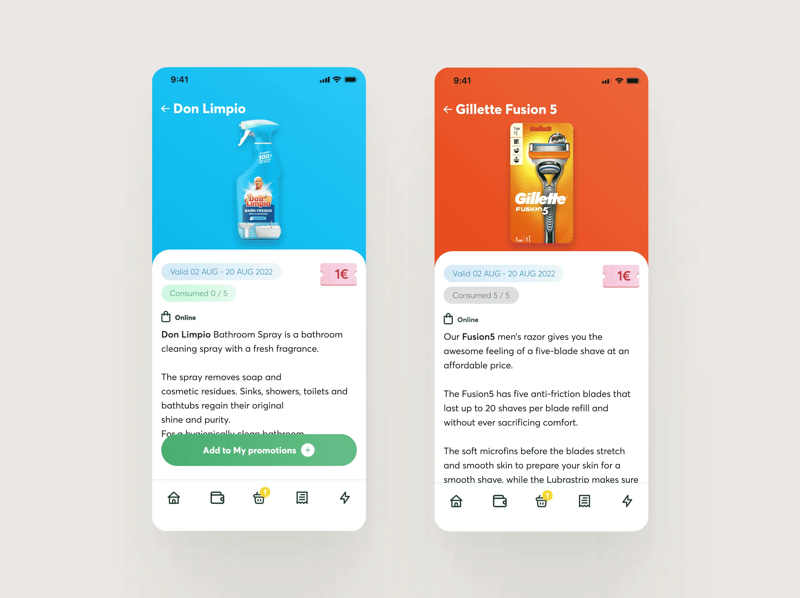 Product page, Mobile app design for Proctor&Gamble