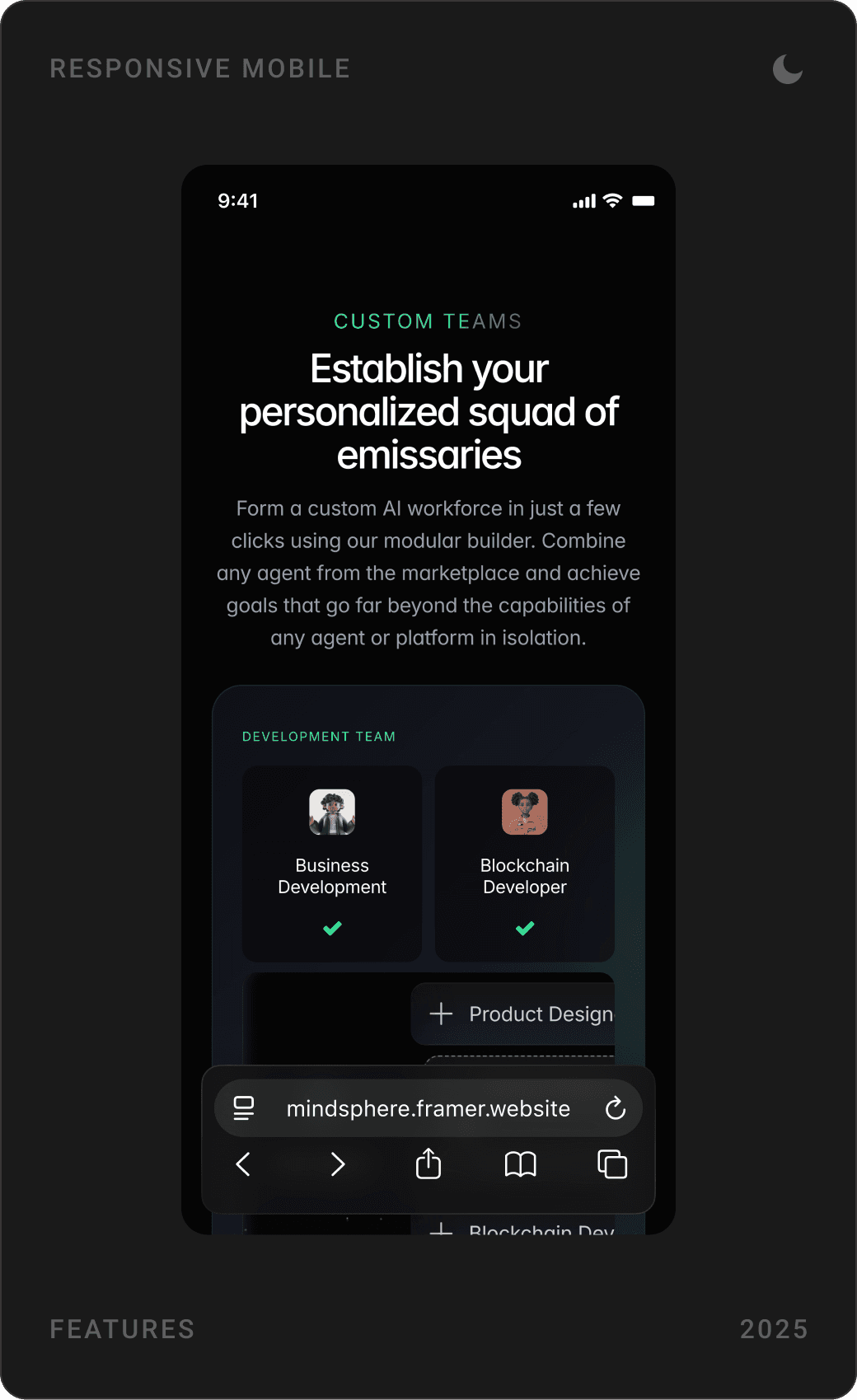 Modern Custom AI Team Builder Mobile Design