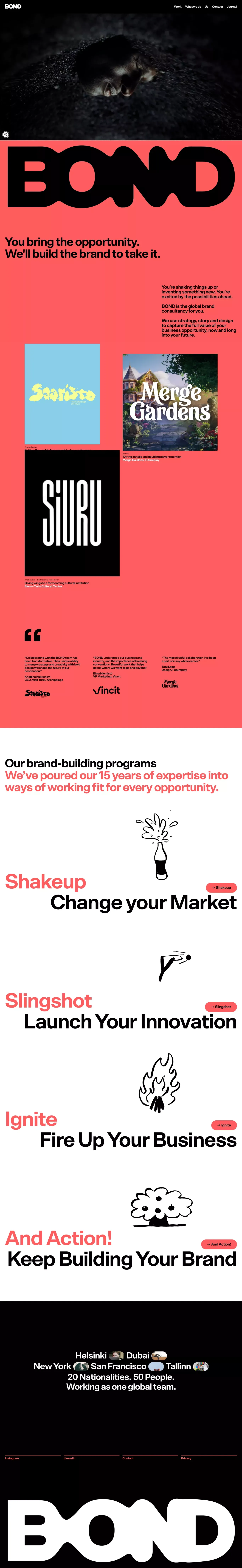 Bond - Take your opportunity with a bran portfolio page screenshot showcasing Design and Marketing design