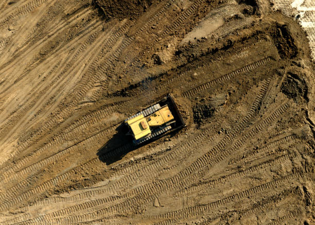 Land grading and drainage grading using heavy equipment in Kansas City.