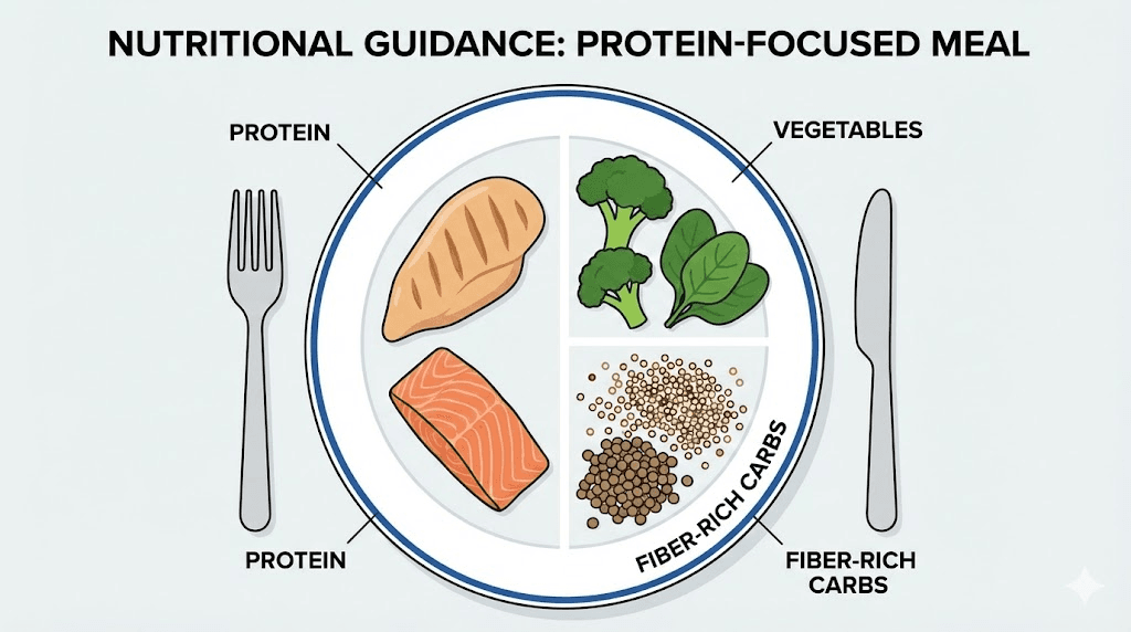 Optimal meal composition guide for phentermine semaglutide combination users