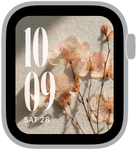 pressed petals Apple Watch face preview 4 featuring floral, summer, and spring.