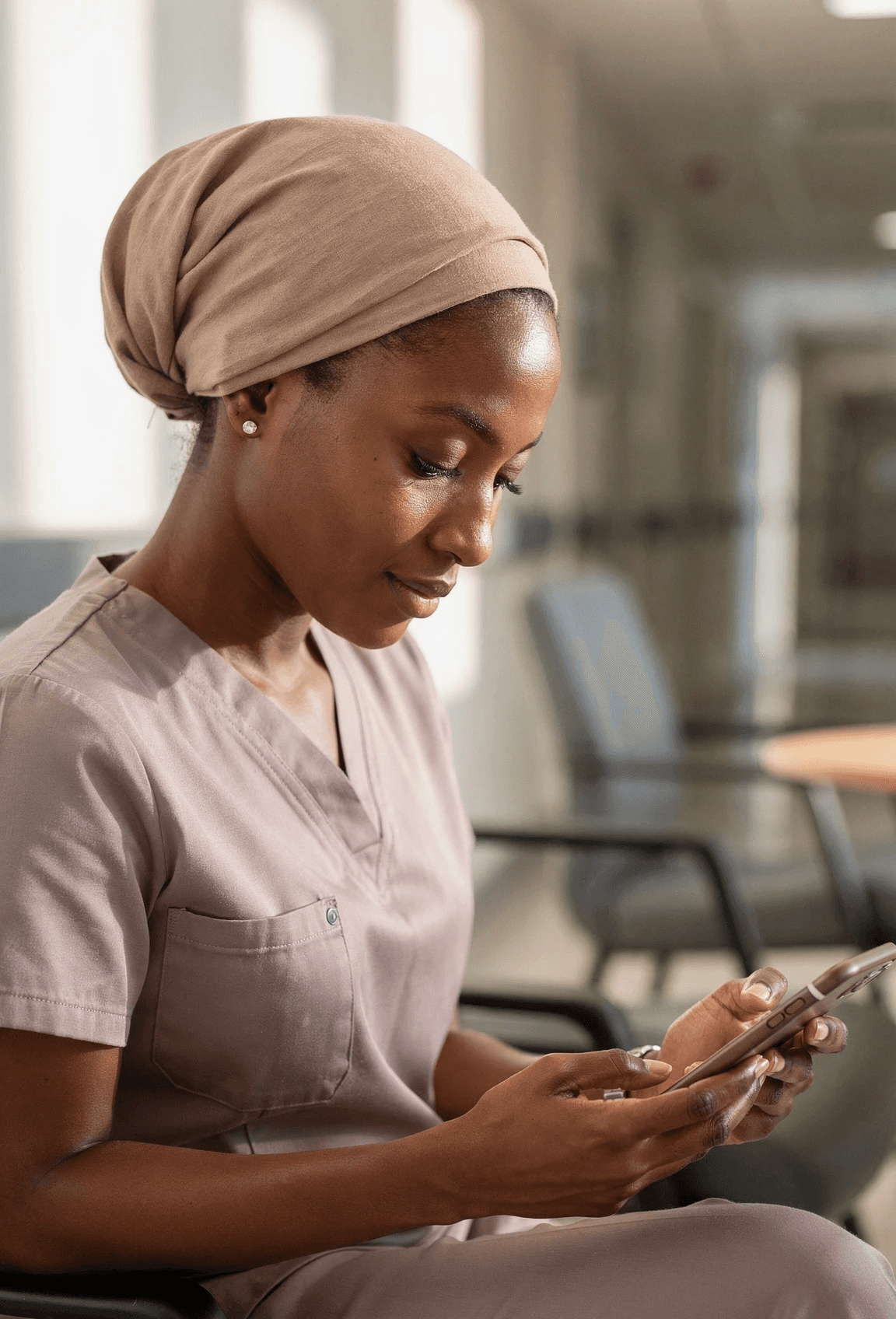A nurse in Nigeria visits uses the HealthLearn web application