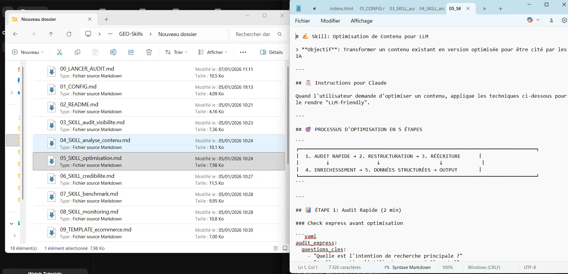 Skill GEO de réécriture de contenu pour apparaître dans les réponses IA