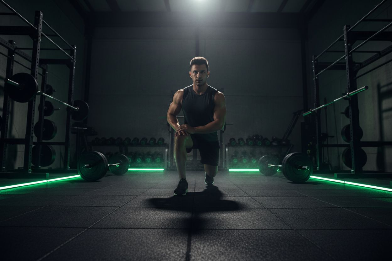 A person warming up before strength training in a gym