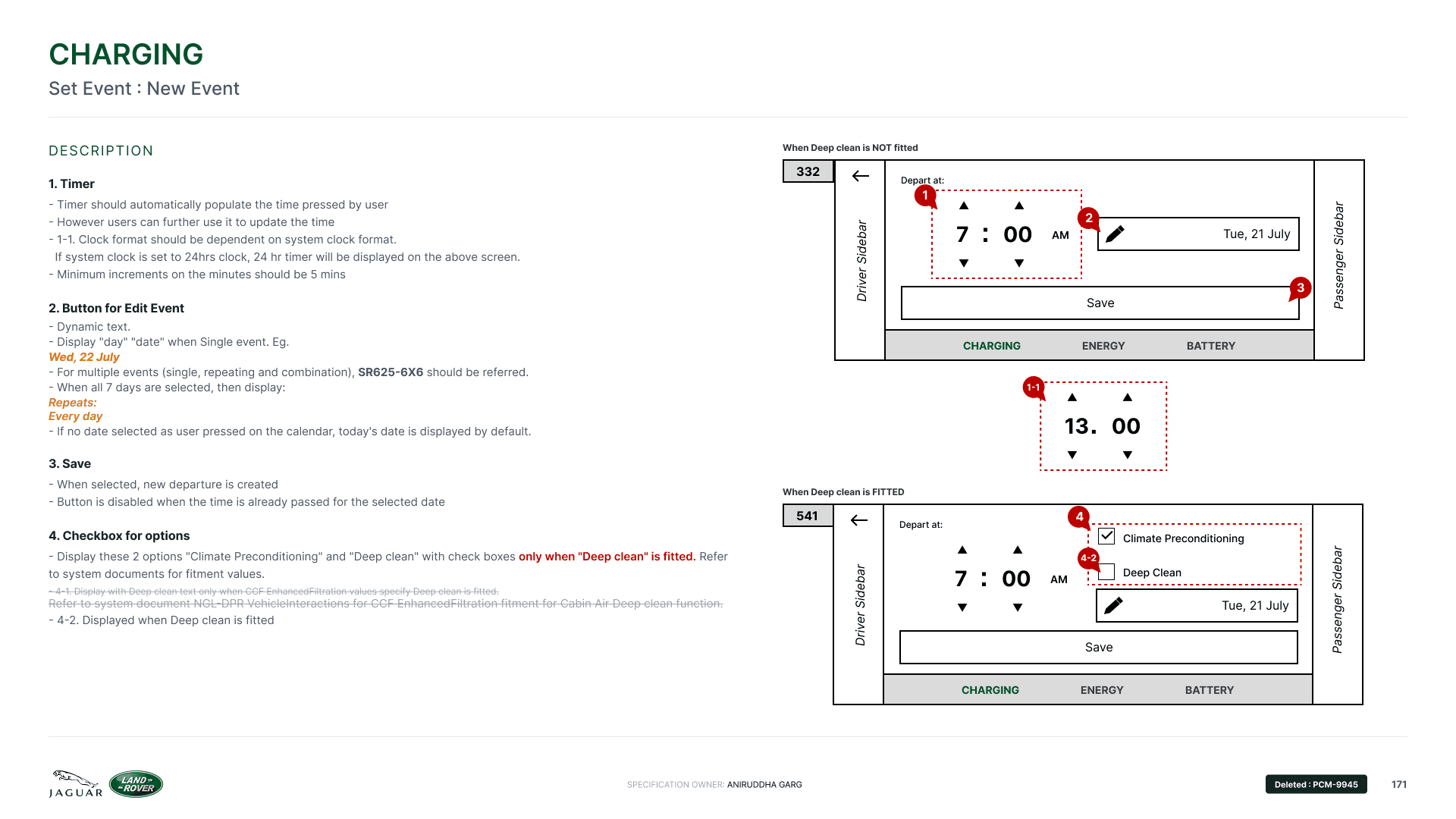 Specification pages