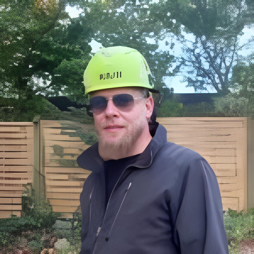 A smiling man with glasses and gray hair sits in a bustling cafe, surrounded by people and workspaces.