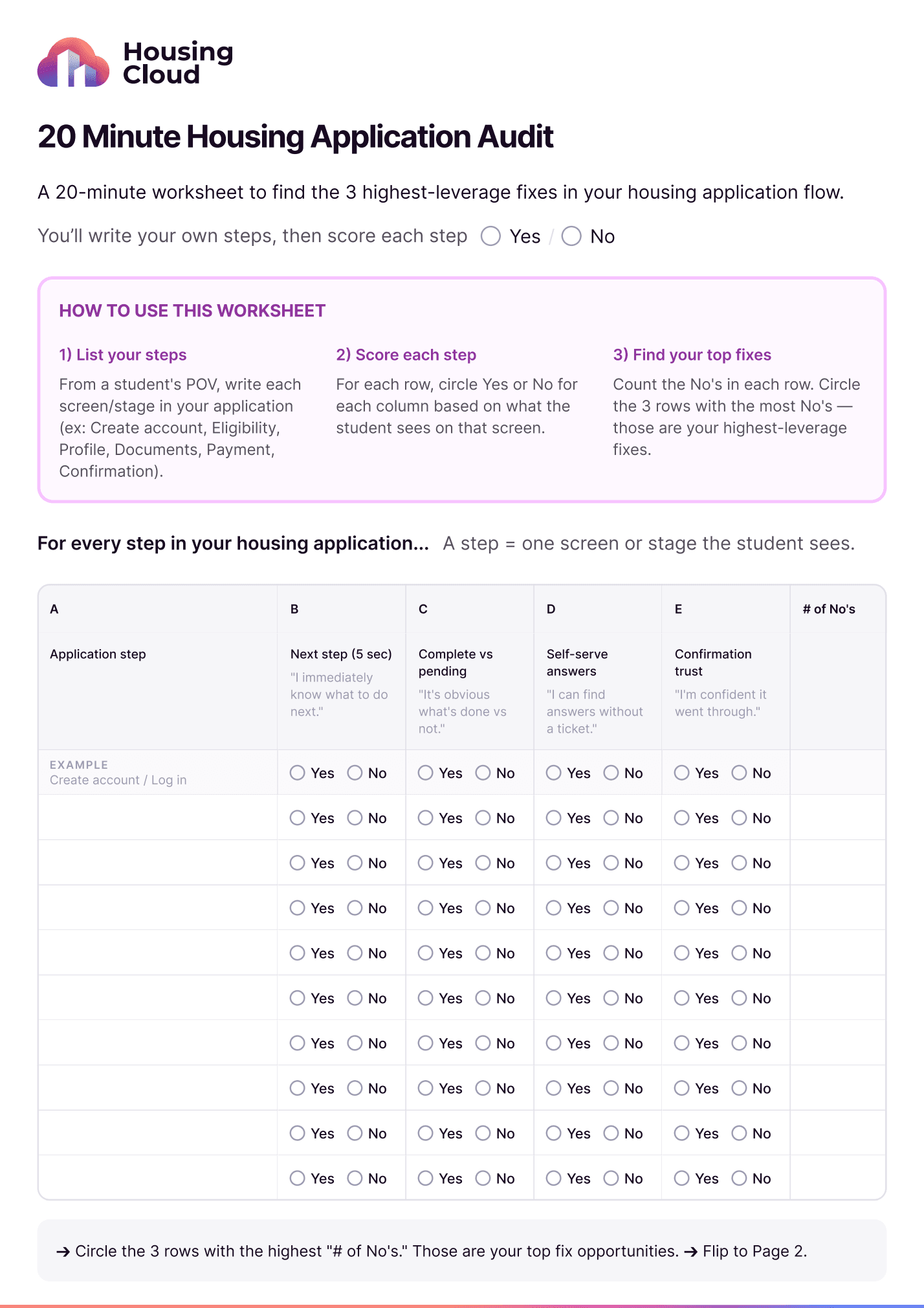 20 minute housing audit