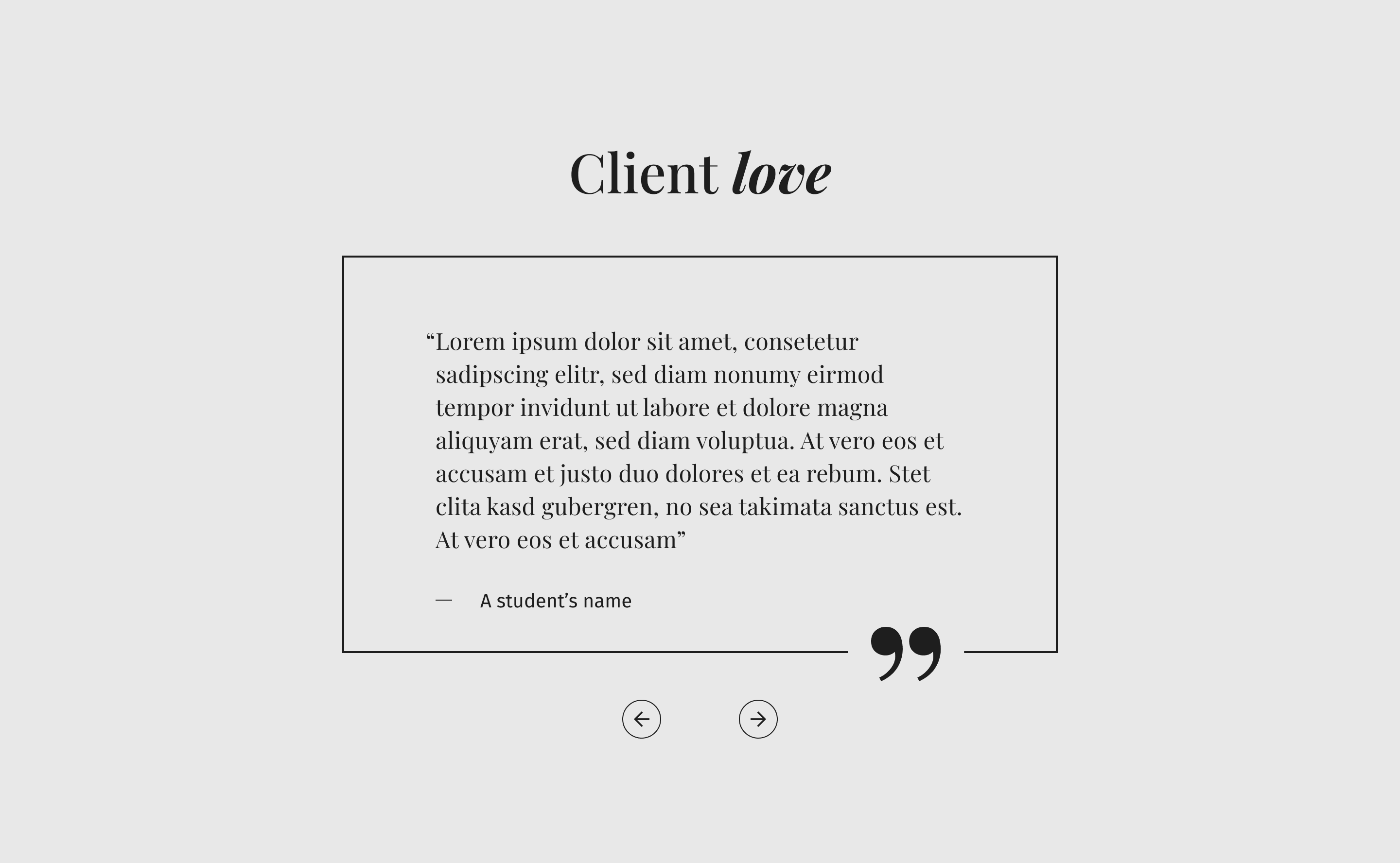 Testimonials section of Alex's website