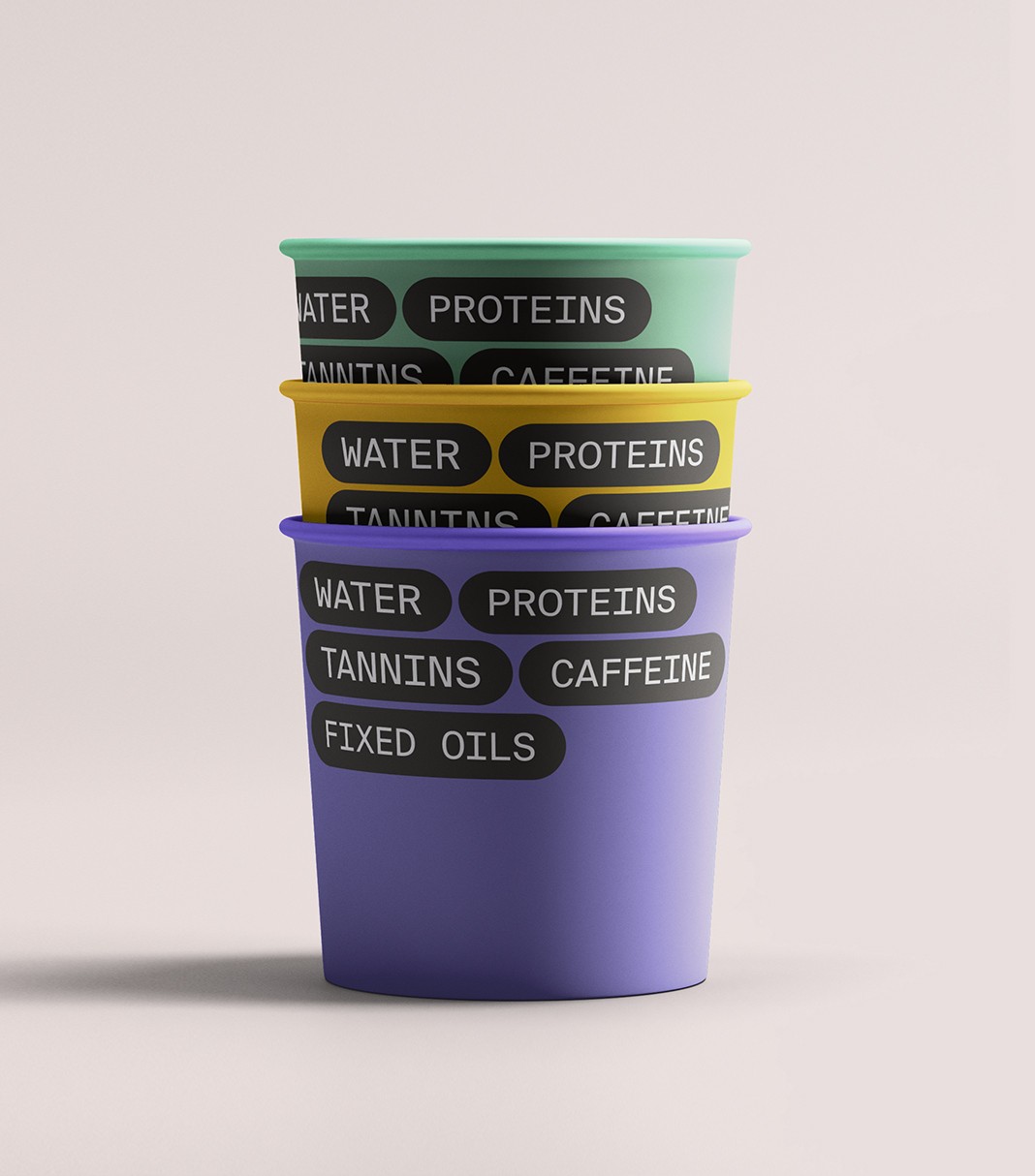 Stacked paper coffee cups printed with LAB42 University of Amsterdam branding.