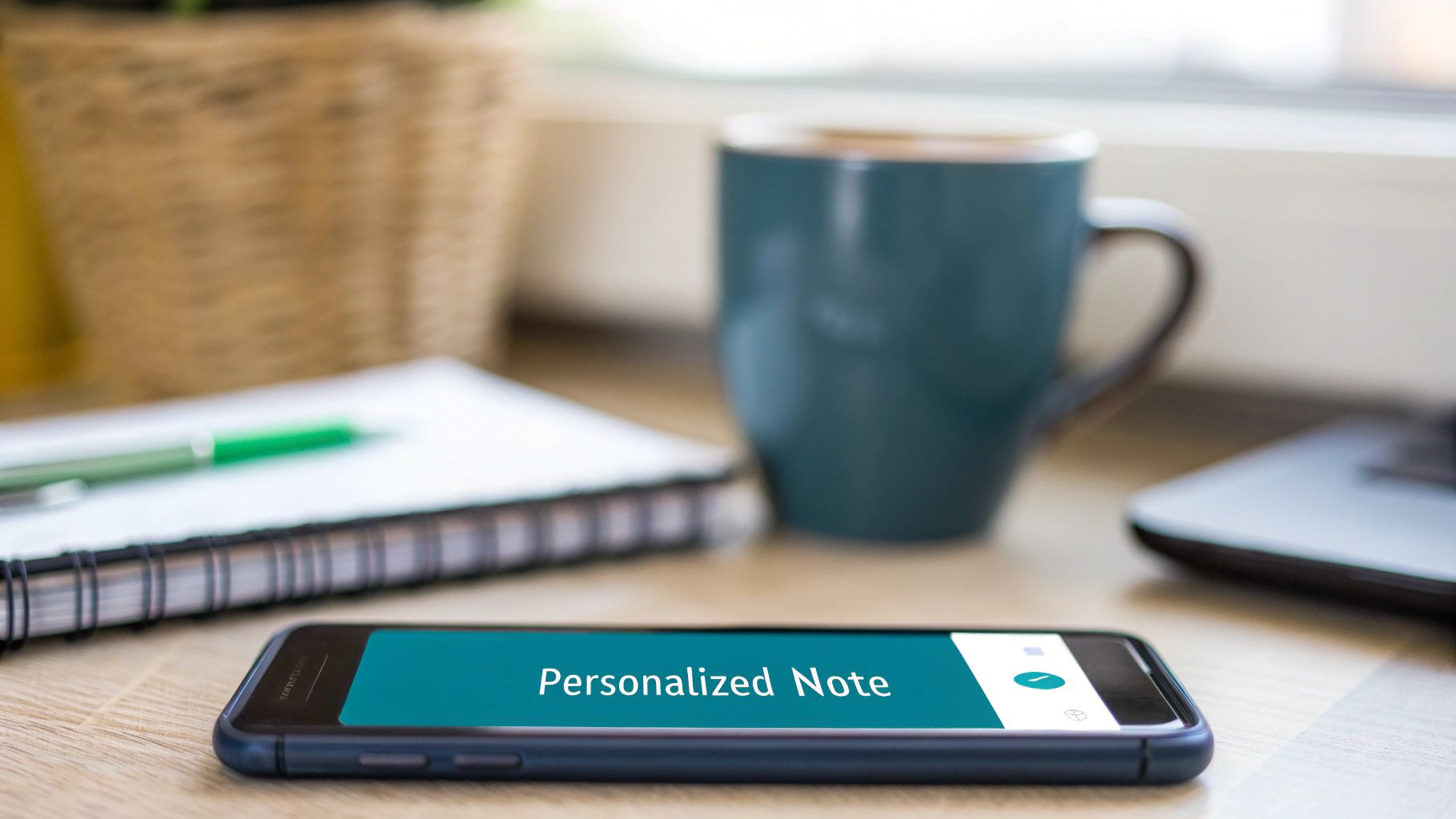 A person typing on a laptop, crafting a personalised LinkedIn connection request.