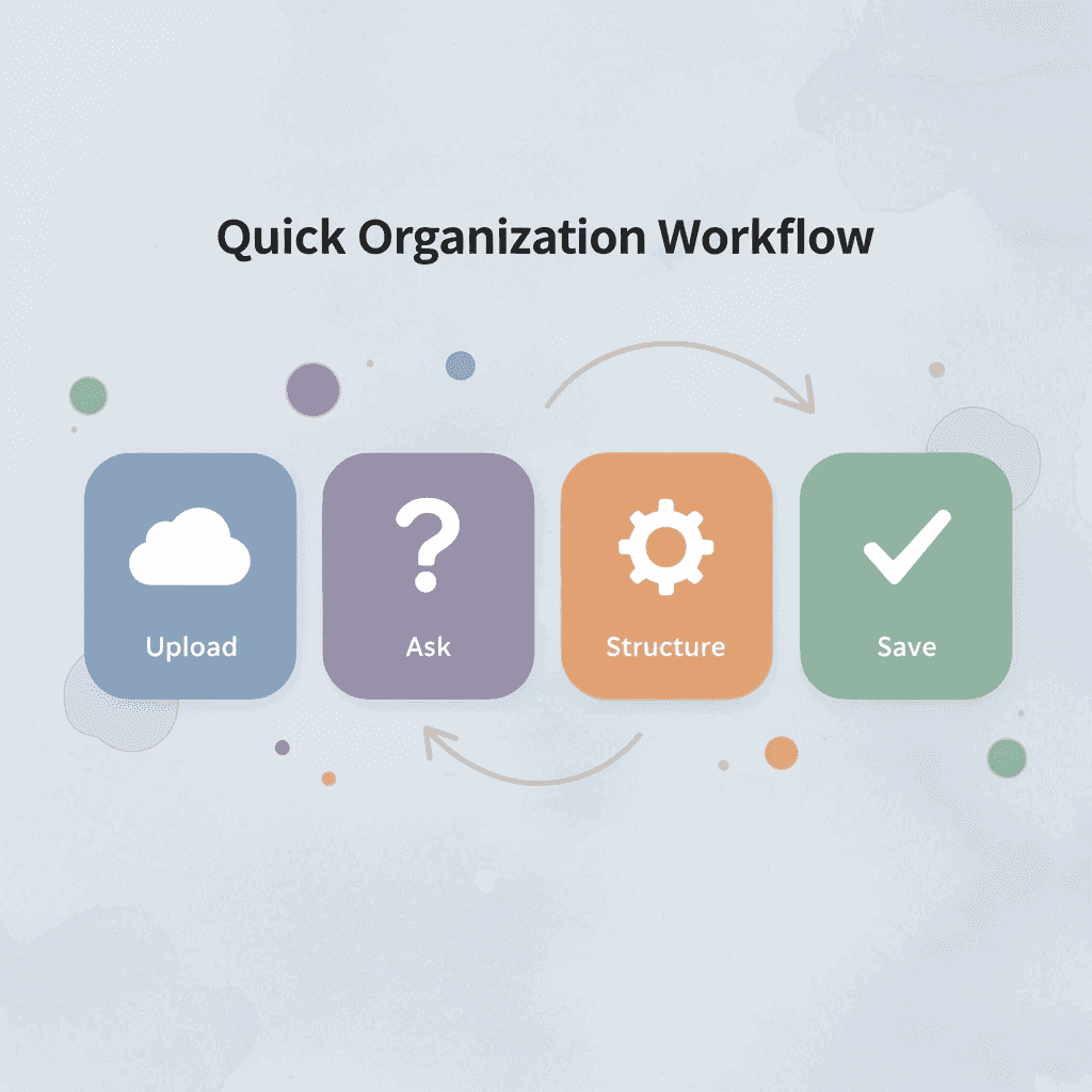 Four-step workflow process for quick organization