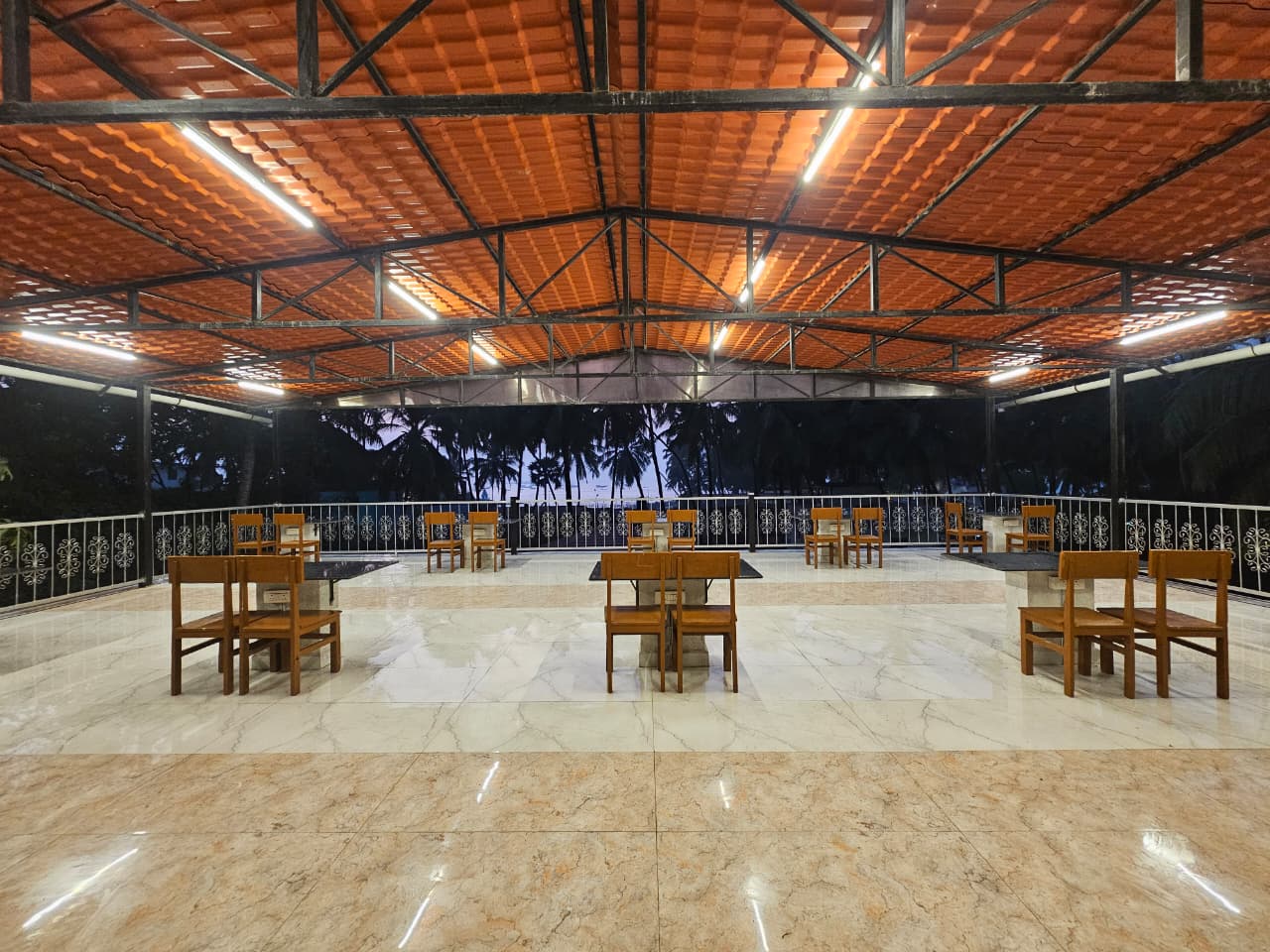 Restaurant at Wavelash Resort, near Gorai Beach.