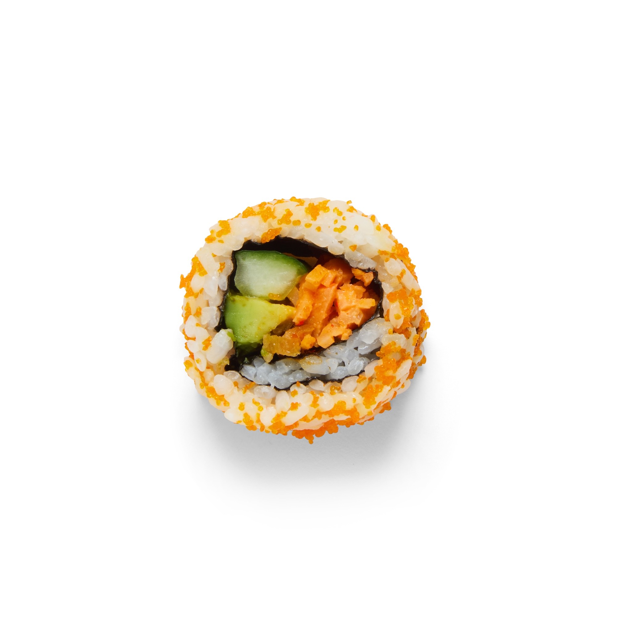 Delicious wrapped sushi on a white plate in a white background