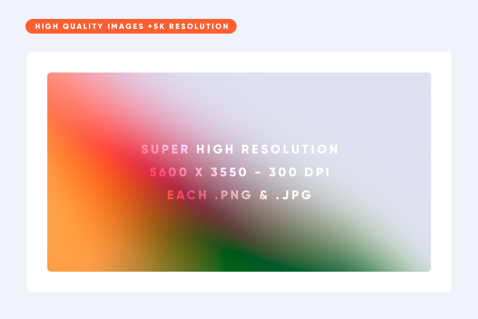 High-resolution gradient example with smooth orange, green, and white transitions.