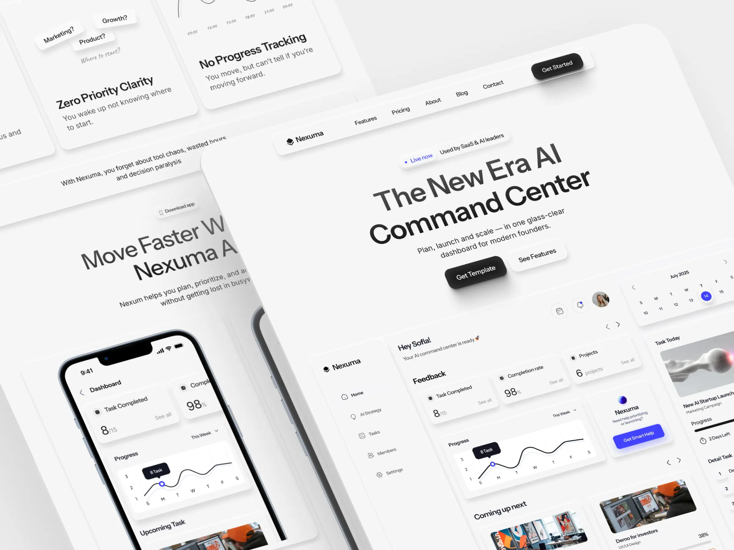 Framer SaaS template for AI dashboards and startup platforms — modern UI with data visualization and clean layout by Luna UI