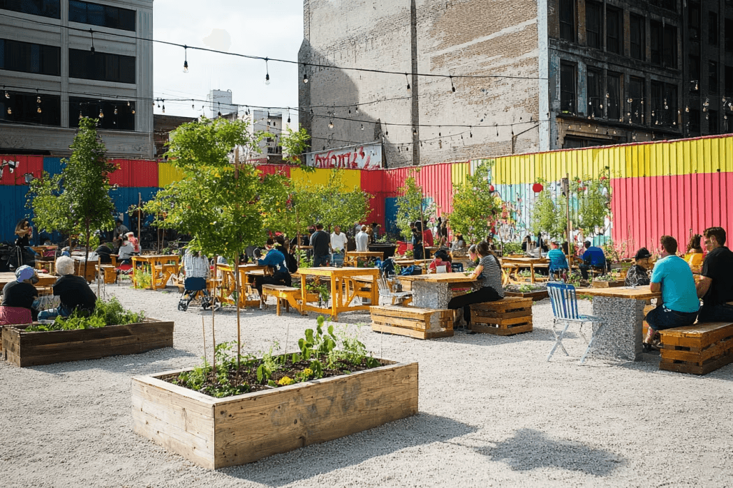 temporary pop up park in a vacant or underutilized space