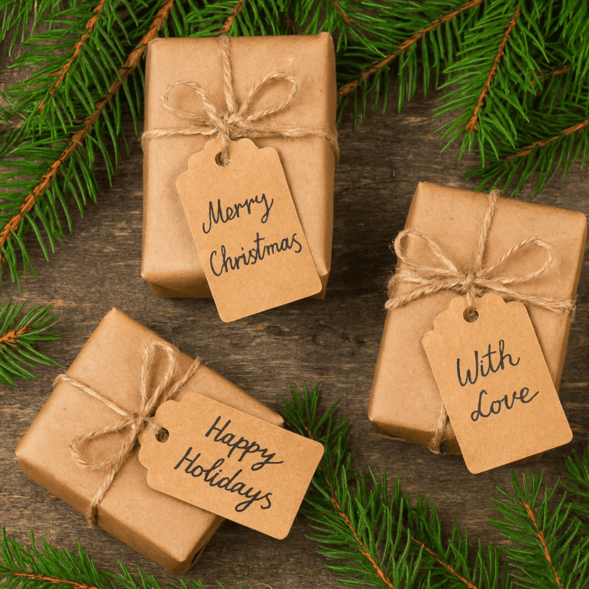 zawieszki na prezent brązowe