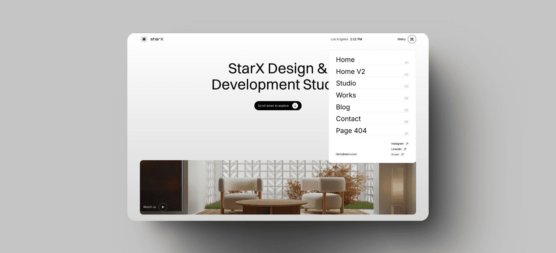 Staxx design and development website page featuring the Starx framer template created by Orbix Supply.