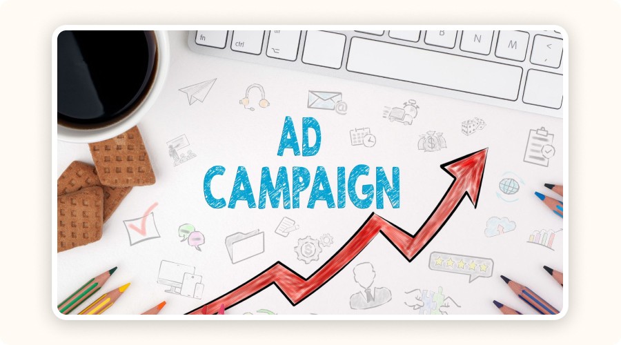 Blue “AD CAMPAIGN” text